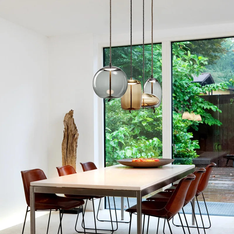 DecorBites™ Glass LED Chandeliers for Living Room Bedroom Kitchen Pendant Lamp