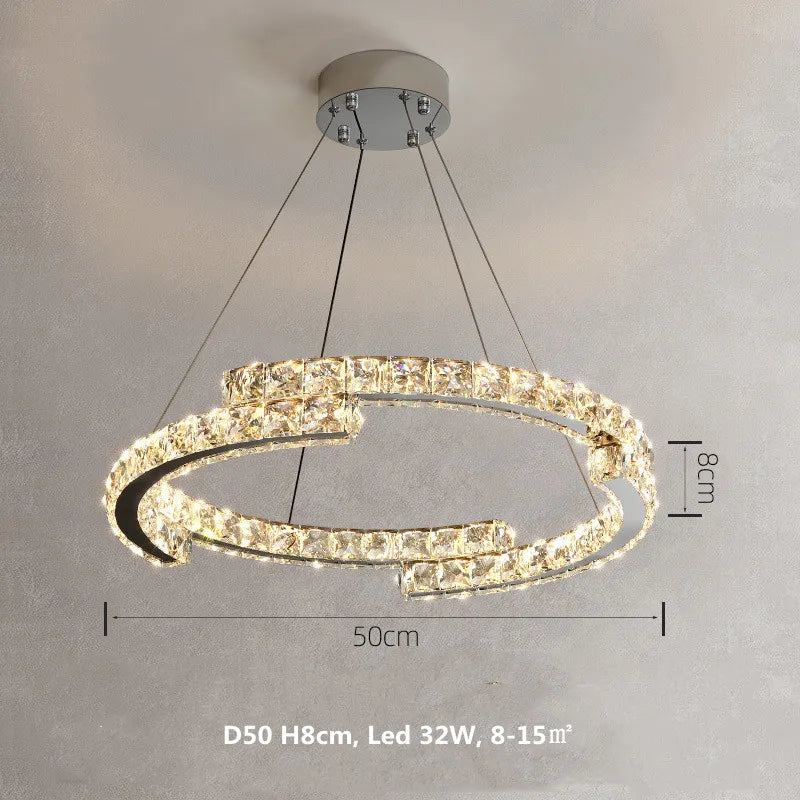DecorBites™ Crystal LED Pendant Lights Chrome Steel Modern Luxury Fixtures