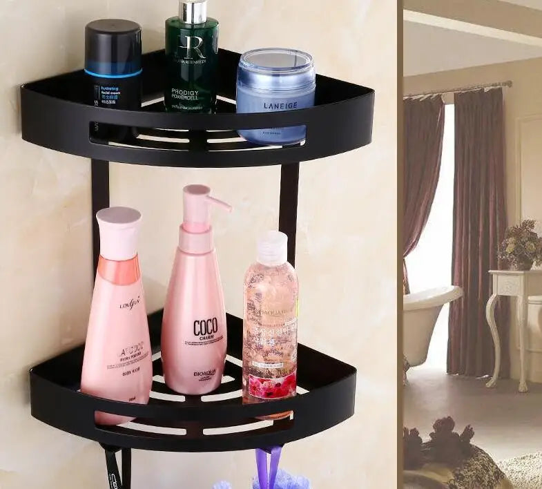 DecorBites™ Gold Stainless Steel Bathroom Corner Shelf - Shower, Shampoo Holder Basket