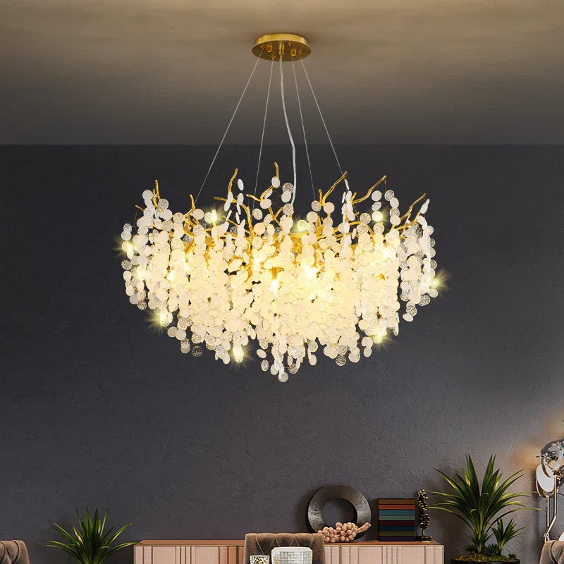 DecorBites™ Crystal LED Chandelier: Luxury Pendant Lamp for Home Decor