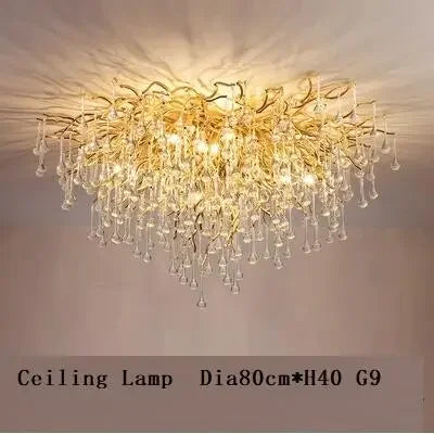 DecorBites™ Crystal Water Drop LED Chandelier for Luxurious Living Room Decor.