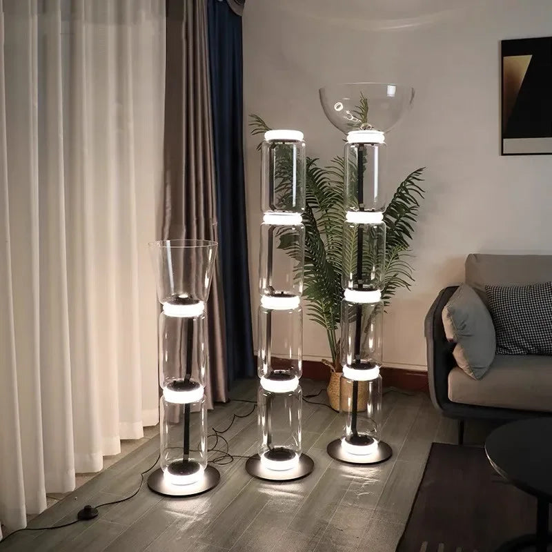 DecorBites™ Heavy Glass LED Floor Lamp: Modern Nordic Light for Living Room and Bedroom