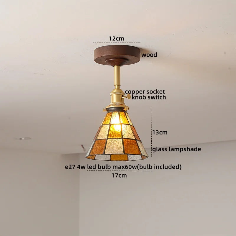 DecorBites™ Glass Wood LED Ceiling Light Nordic Design for Living Room & Corridor