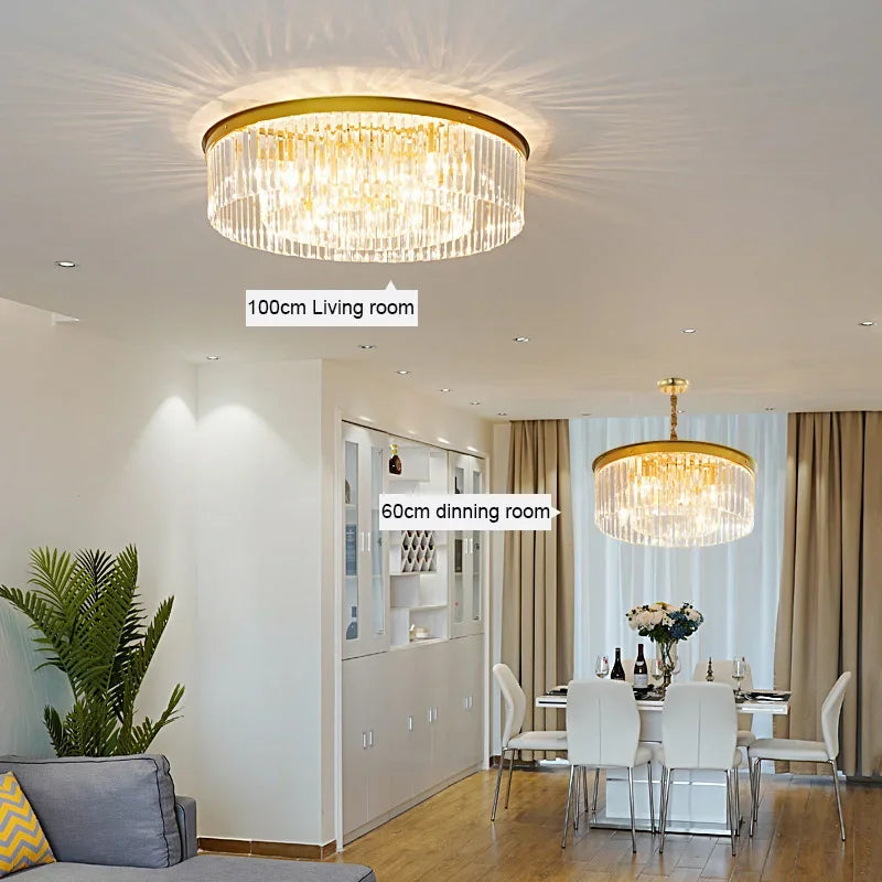 DecorBites™ Crystal Round Ceiling Chandelier for Elegant Living and Dining Rooms