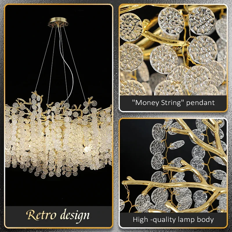 DecorBites™ Golden Money Tree Crystal Chandelier for Elegant Home Décor