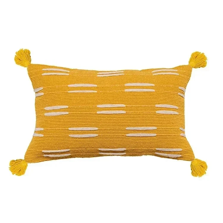 DecorBites™ Geometric Waves Tufted Pillow Covers with Embroidered Tassels
