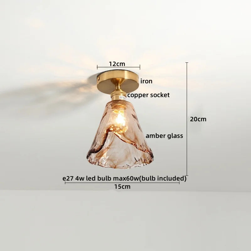 DecorBites™ Green Glass LED Ceiling Lamp for Home Living Room and Hallway Lighting