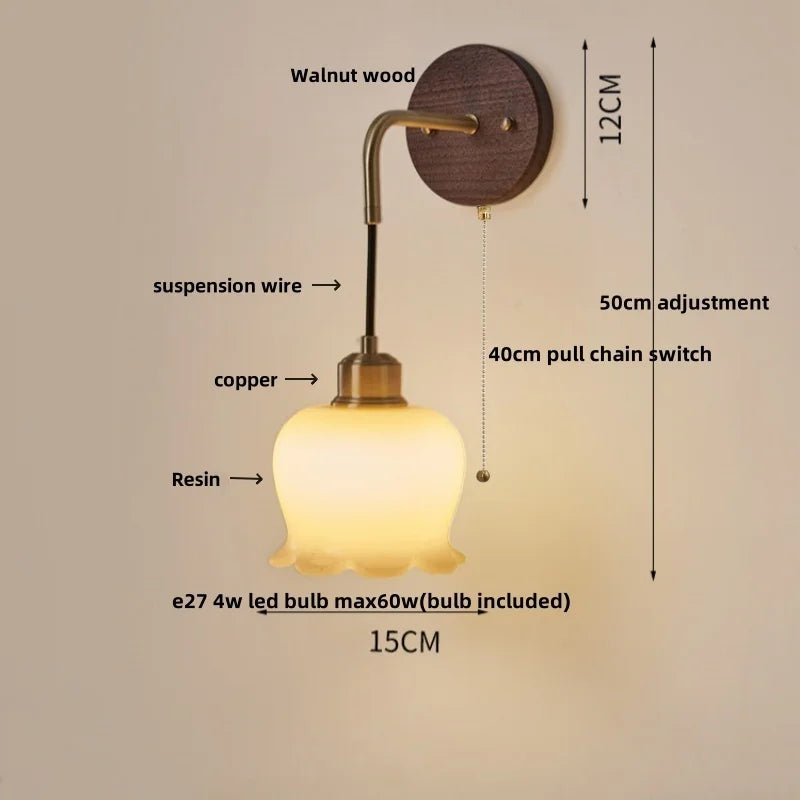 DecorBites™ Adjustable LED Wall Light Fixture with Ceramic Wood Base for Dining Room, Study, Bar