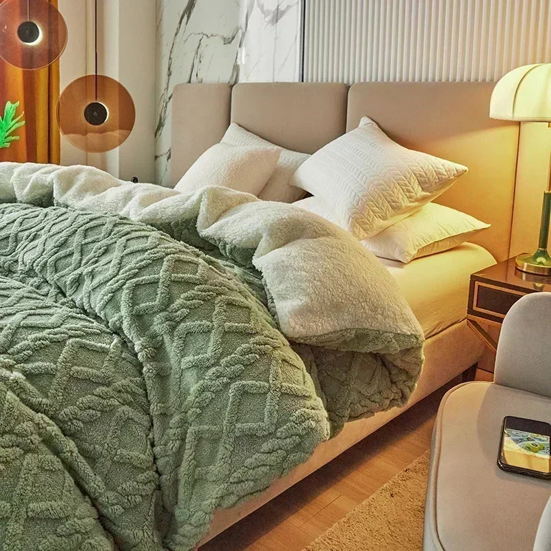 DecorBites™ Cozy Cashmere Blanket Duvet Cover - Soft Warm Fleece Quilt Cover for Beds