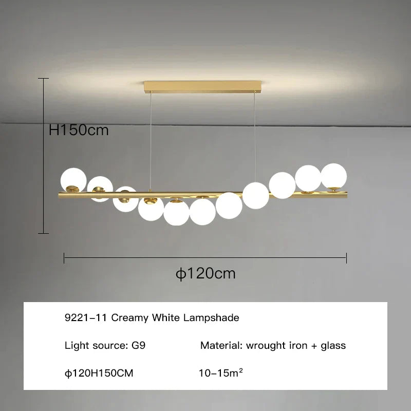 DecorBites™ Glass Ball G9 LED Ceiling Chandelier for Living Dining Kitchen Decor