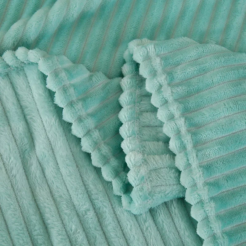 DecorBites™ Cozy Striped Flannel Fleece Blanket for Winter - Bedroom Living Room Throw