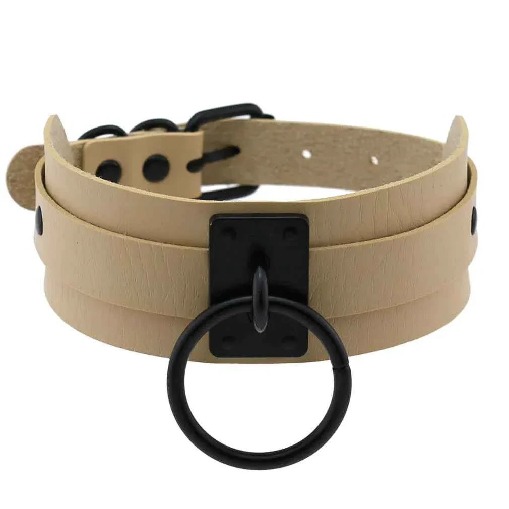 Metal Leather Choker Collar Goth Fashion Accessories