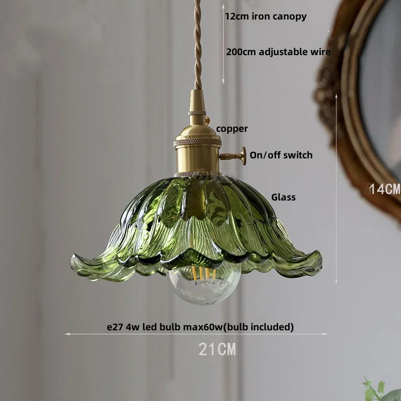 DecorBites™ Green Glass LED Pendant Light: Nordic Modern Hanging Lamp for Dining & Bedroom