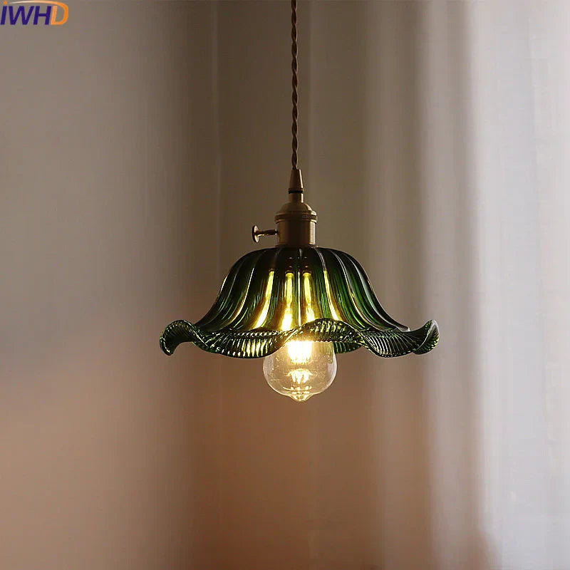 DecorBites™ Green Stripe Glass Pendant Lamp Fixture for Home Decor & Kitchen Lighting