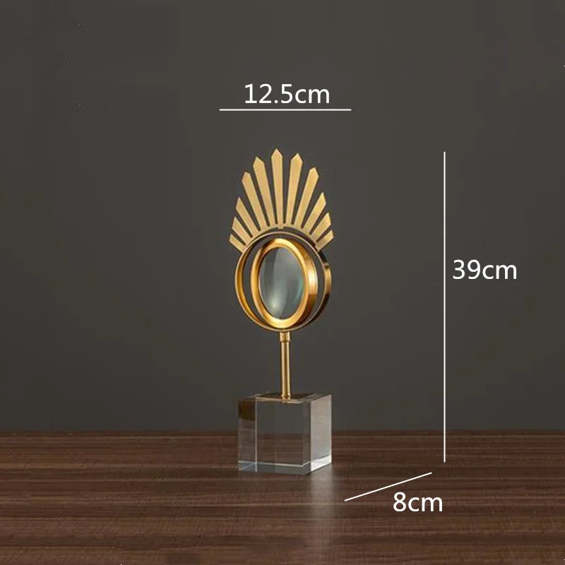 DecorBites™ Golden Metal Eyes Magnifying Glass with Crystal Glass Base - Modern Home Decoration