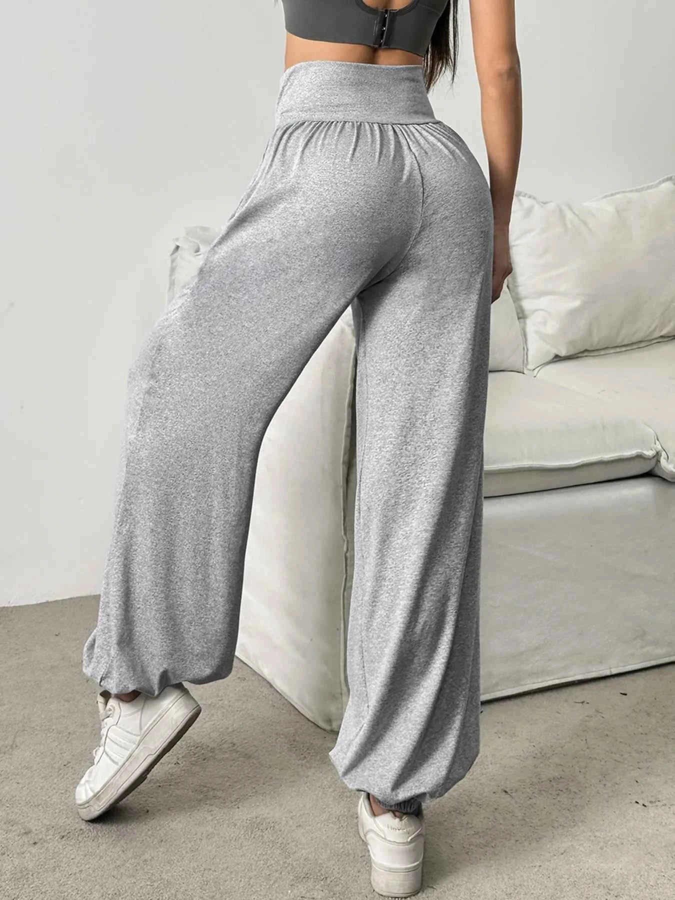 High Waist Women's Leggings Lantern Cuffed Comfortable Gym Fitness Leggings Sweats