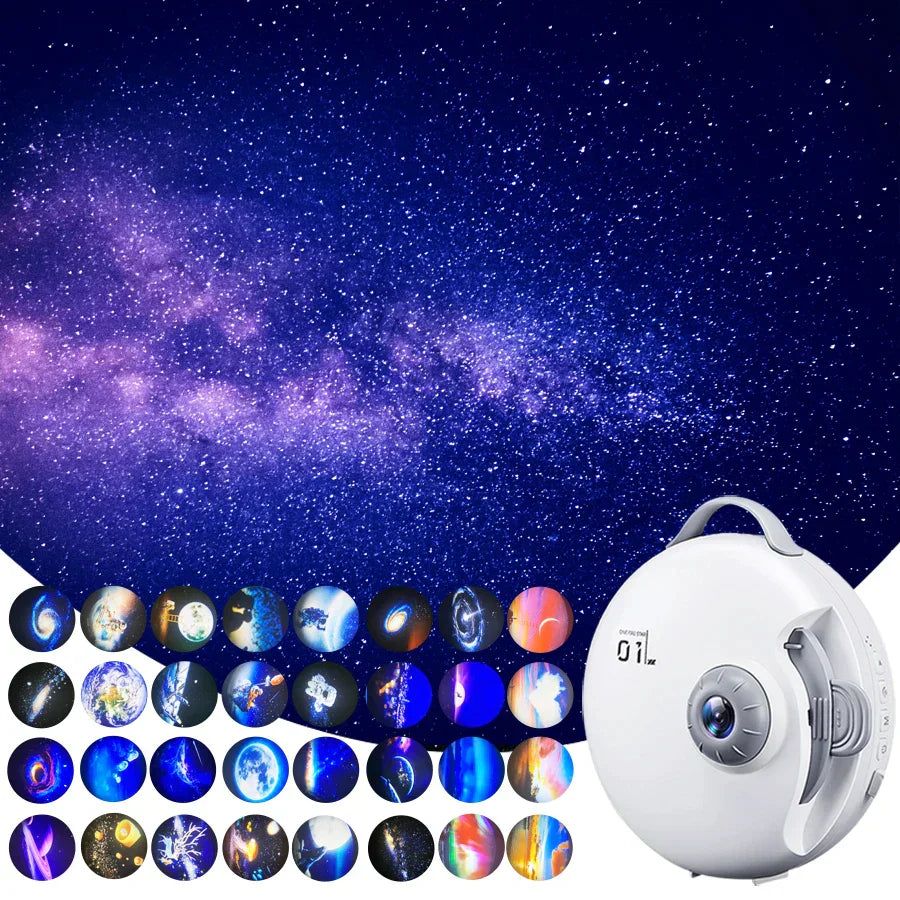 DecorBites™ Galaxy Star Projector Night Light - Rechargeable Rotating Sky Starry Nightlights