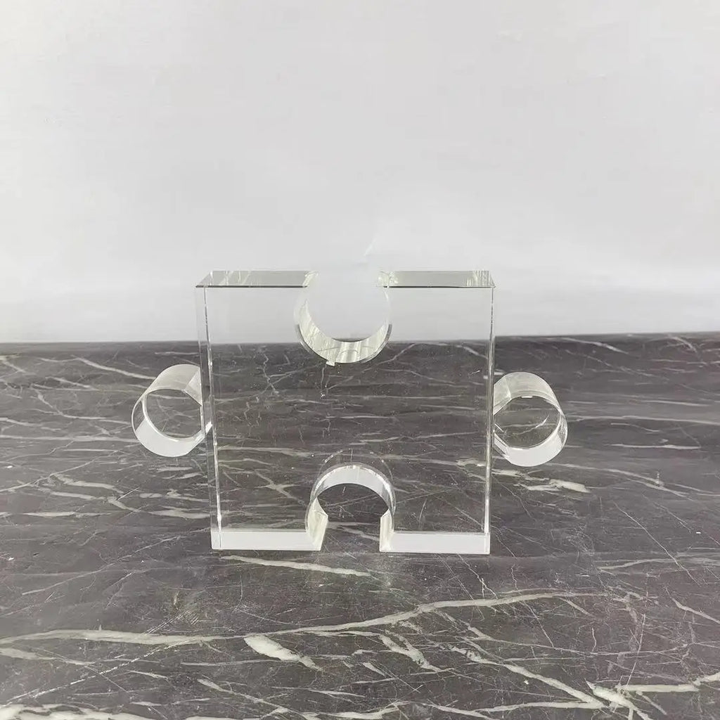 DecorBites™ Crystal Geometric Puzzle Glass Sculpture Home Decor Figurine