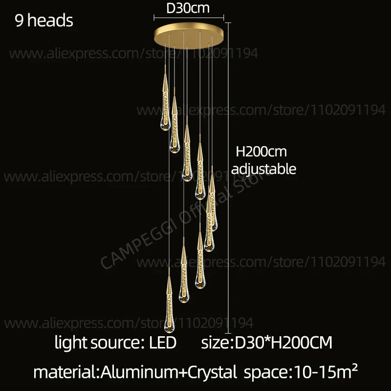 DecorBites™ Crystal LED Pendant Chandelier for Modern Luxury Living Room