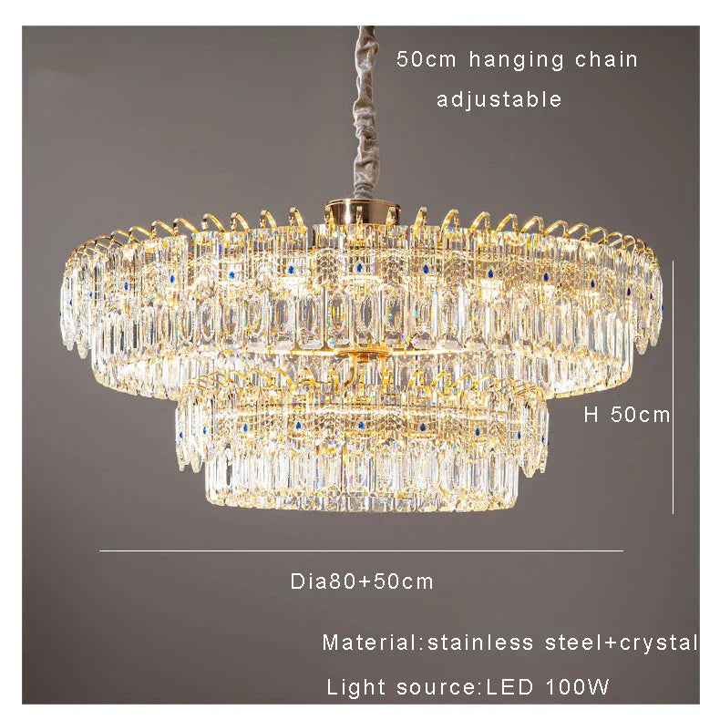 DecorBites™ Crystal Ceiling Chandelier, Nordic Luxury Double Lampara for Dining Table