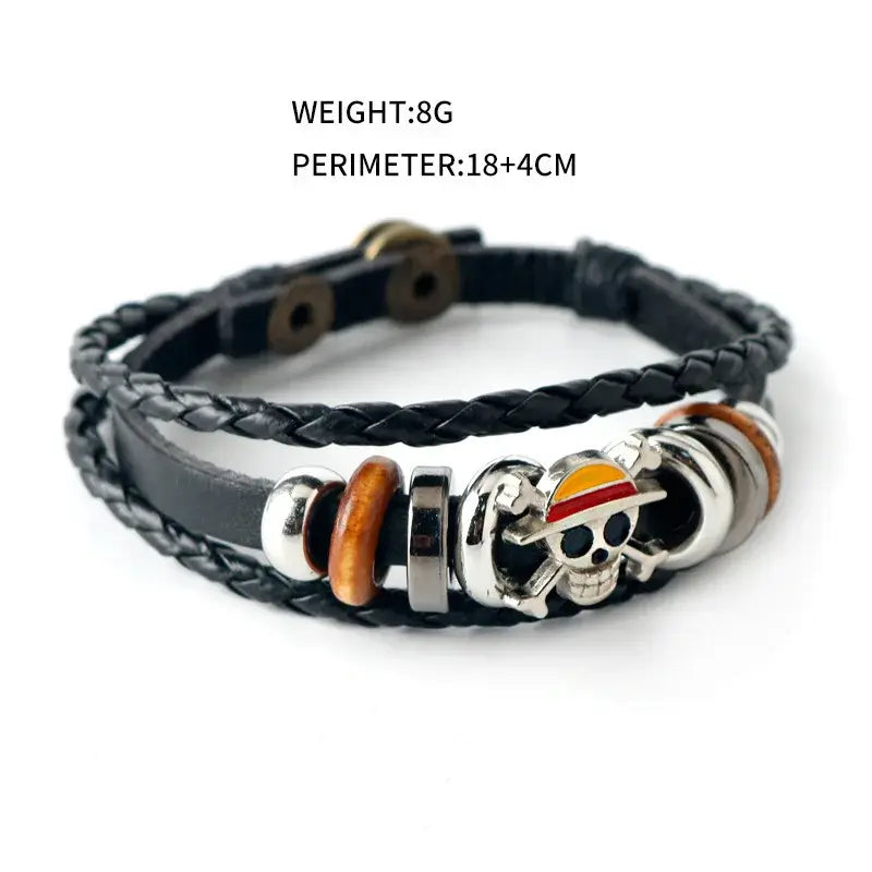 Anime Woven Cowhide Bracelet – Multilayer Buckle Gift