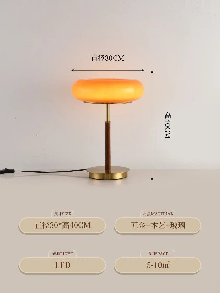 DecorBites™ Gold Lustre Wood Table Lamp LED - Luxe Retro Medieval Design