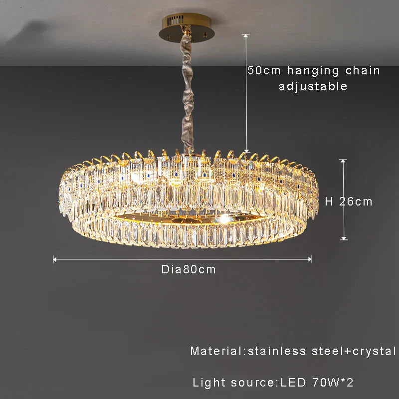 DecorBites™ Crystal Ceiling Chandelier, Nordic Luxury Double Lampara for Dining Table