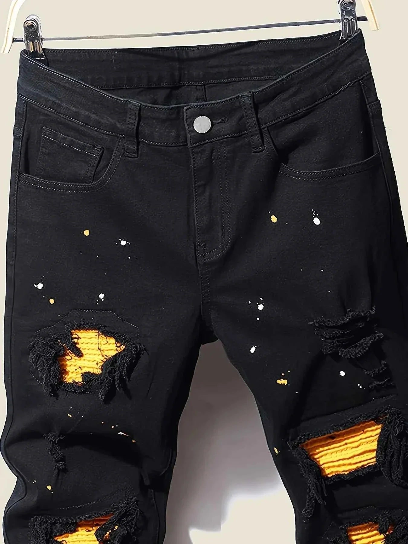 Men's Splash-Ink Patchwork Pants