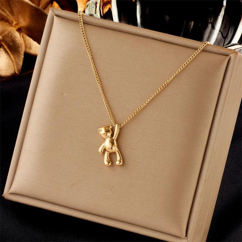Fashion SS Bear Pendant Necklace