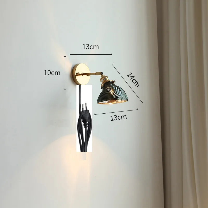 DecorBites™ Glass Shade LED Wall Light with Pull Chain Switch - Plug-In Bedroom Lamp