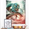 DecorBites™ Golden Dragon Totem Carving Tapestry: Mysterious Psychedelic Wall Hanging