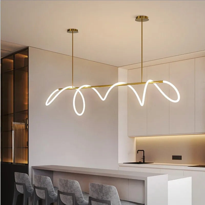 DecorBites™ Gold Black LED Chandelier Modern Minimalist Pendant for Home Decor Lighting