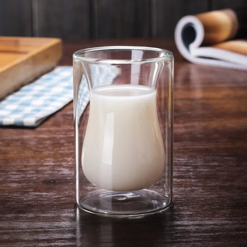 DecorBites™ Double Bottom Glass Mug for Wine, Whiskey, Coffee, Tea, Juice, Water - Wholesale