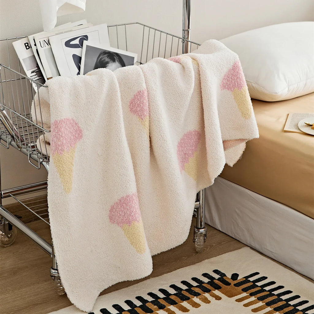 DecorBites™ Kawaii Ice Cream Jacquard Blanket