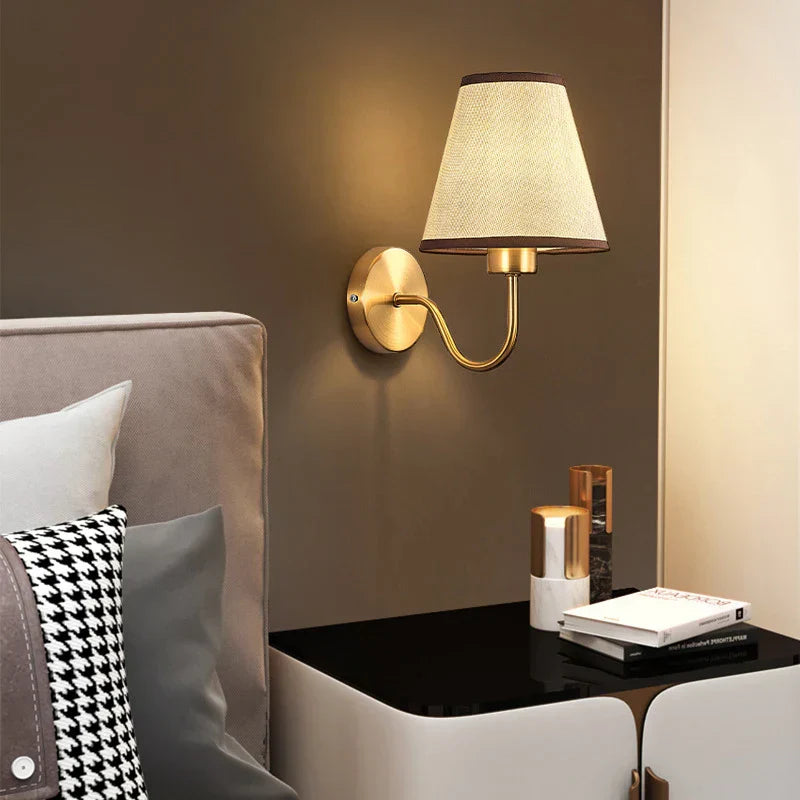 DecorBites™ Gold Fabric Wall Lamp for Modern Nordic Style Living Spaces