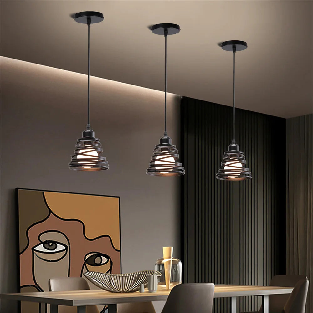 DecorBites™ Iron Cage Ring Chandelier Pendant Light for Kitchen Living Room