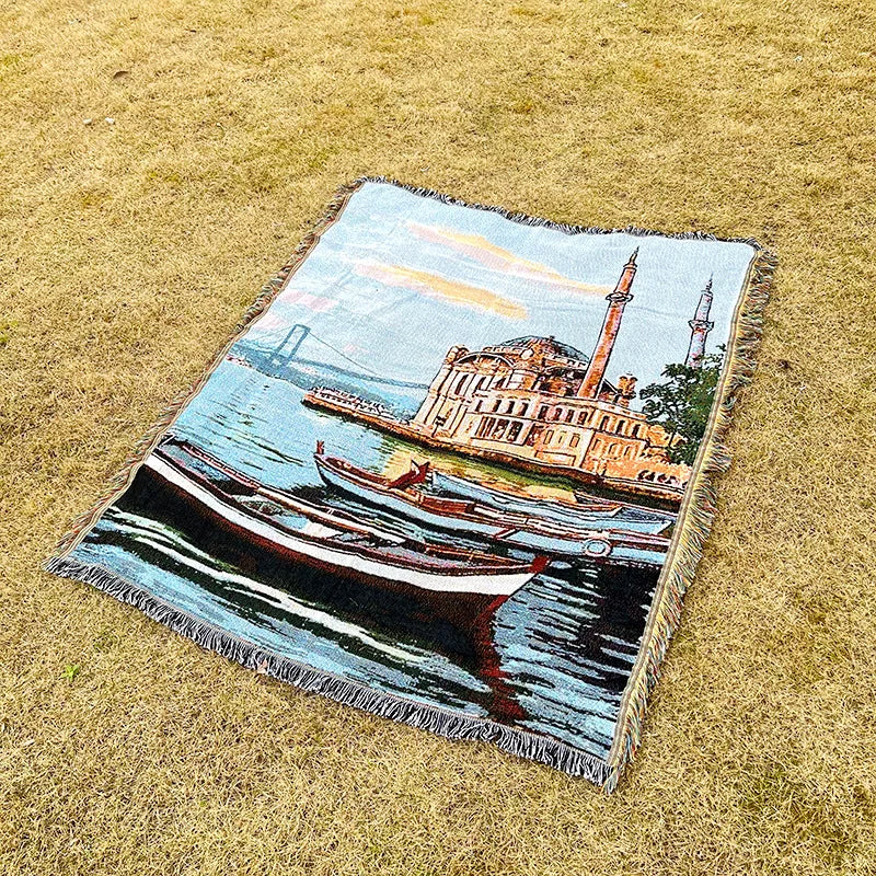 DecorBites™ Jacquard Sofa Blanket - Versatile Outdoor Picnic Mat & Bed Cover