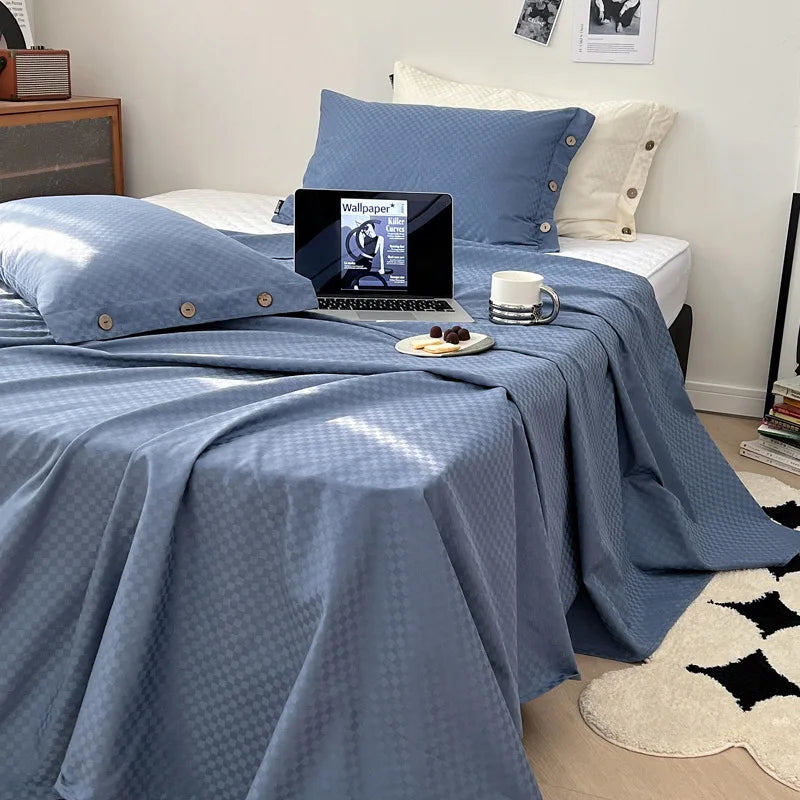 DecorBites™ Luxe Cotton Satin Stripe Bed Sheet Set with 2 Pillowcase