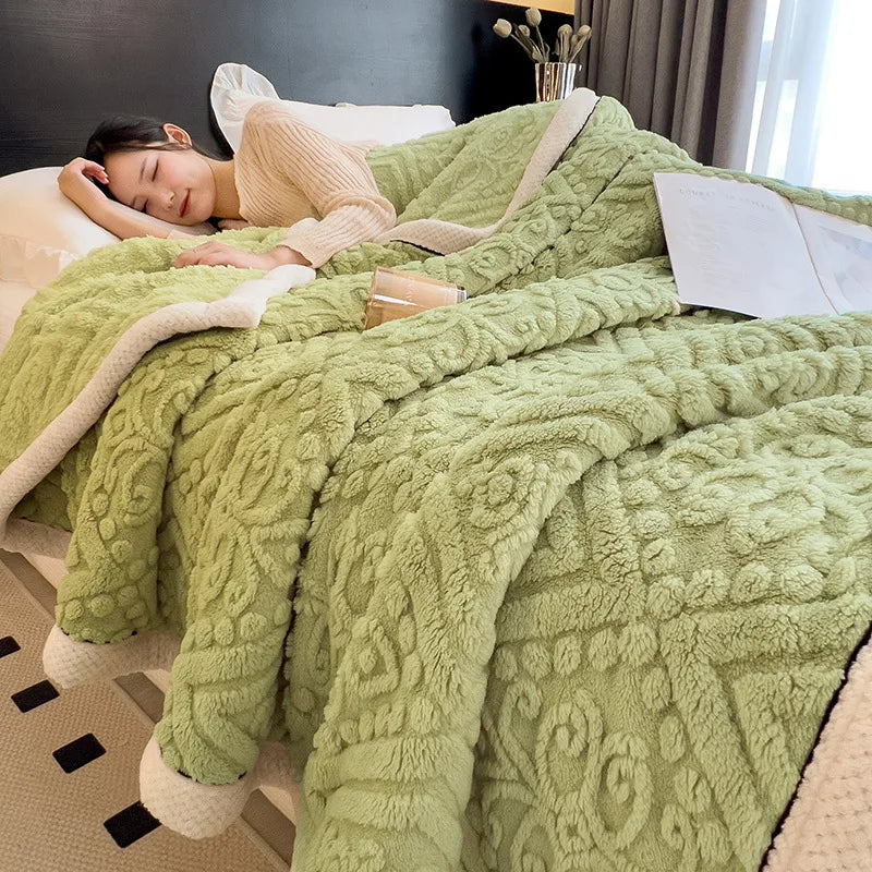 DecorBites™ Coral Fleece Warm Blanket: Cozy Thicken Winter Bed Blanket