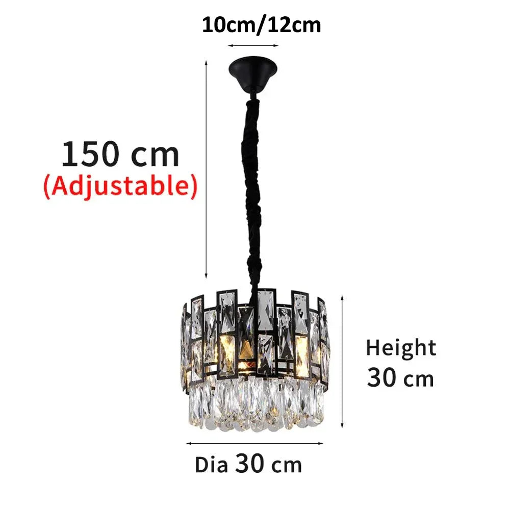 DecorBites™ Black Crystal LED Chandelier for Living Room, Dining Room, Kitchen, Bedroom