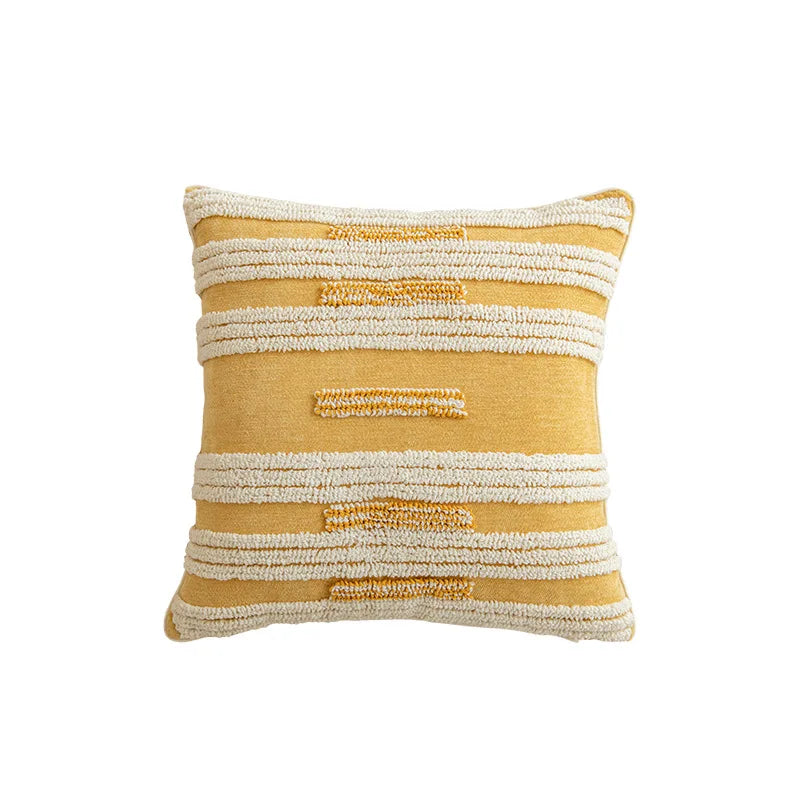 DecorBites™ Geometric Tufted Embroidered Cotton Canvas Cushion Cover 45*45cm