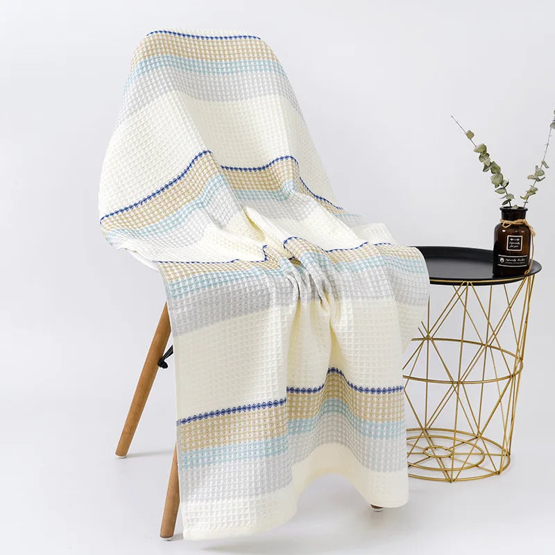 DecorBites™ Japanese-Inspired Waffle Stripe Towel Set - Adult & Children Sizes