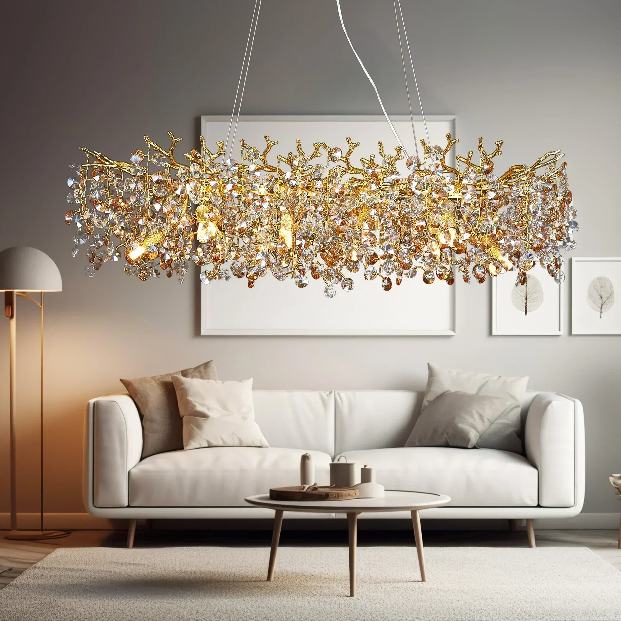 DecorBites™ Large Crystal Chandelier for Dining Room - Nordic LED Island Hanging Light