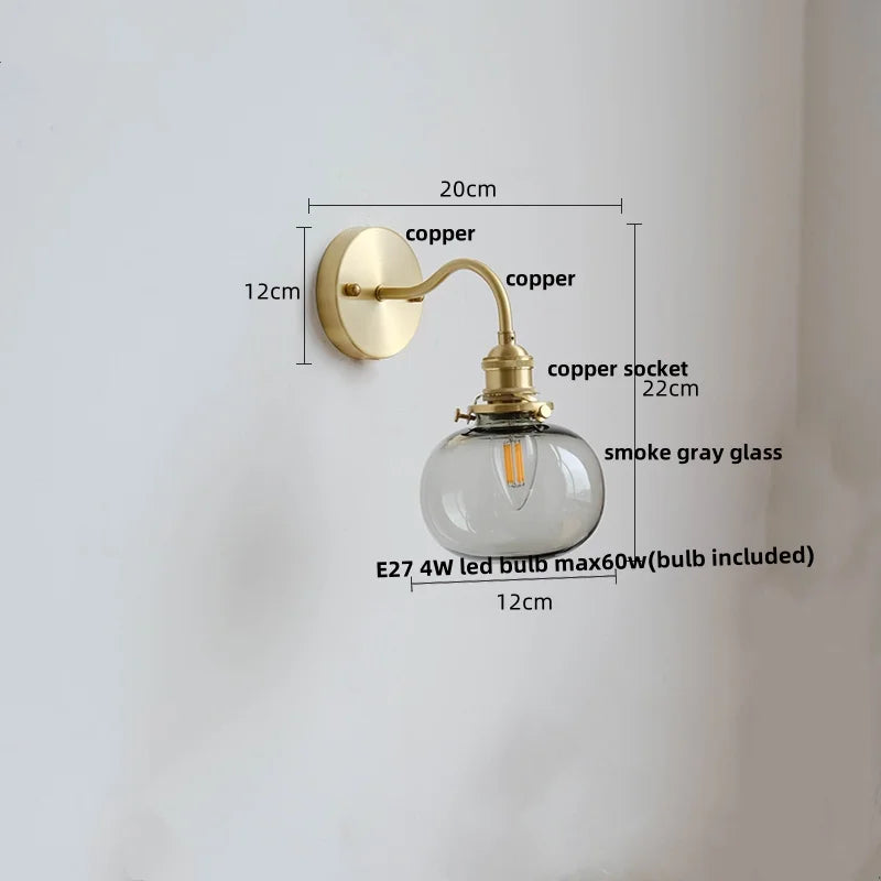 DecorBites™ Green Class Ball LED Wall Light with Copper Socket for Bedroom Living Dining Room