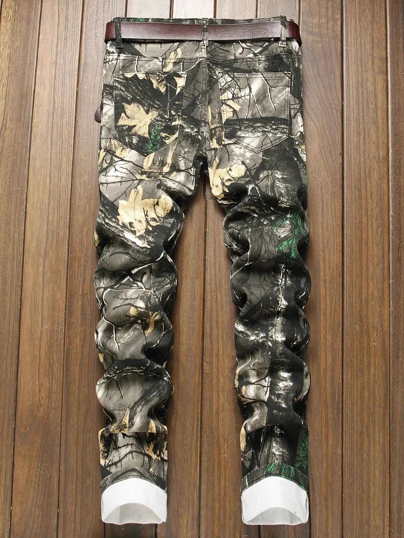 Stretch Slim Fit Pants - Men's Mid Waist Distressed And Ripped Denim  With Tassels For All Seasons Street Wear