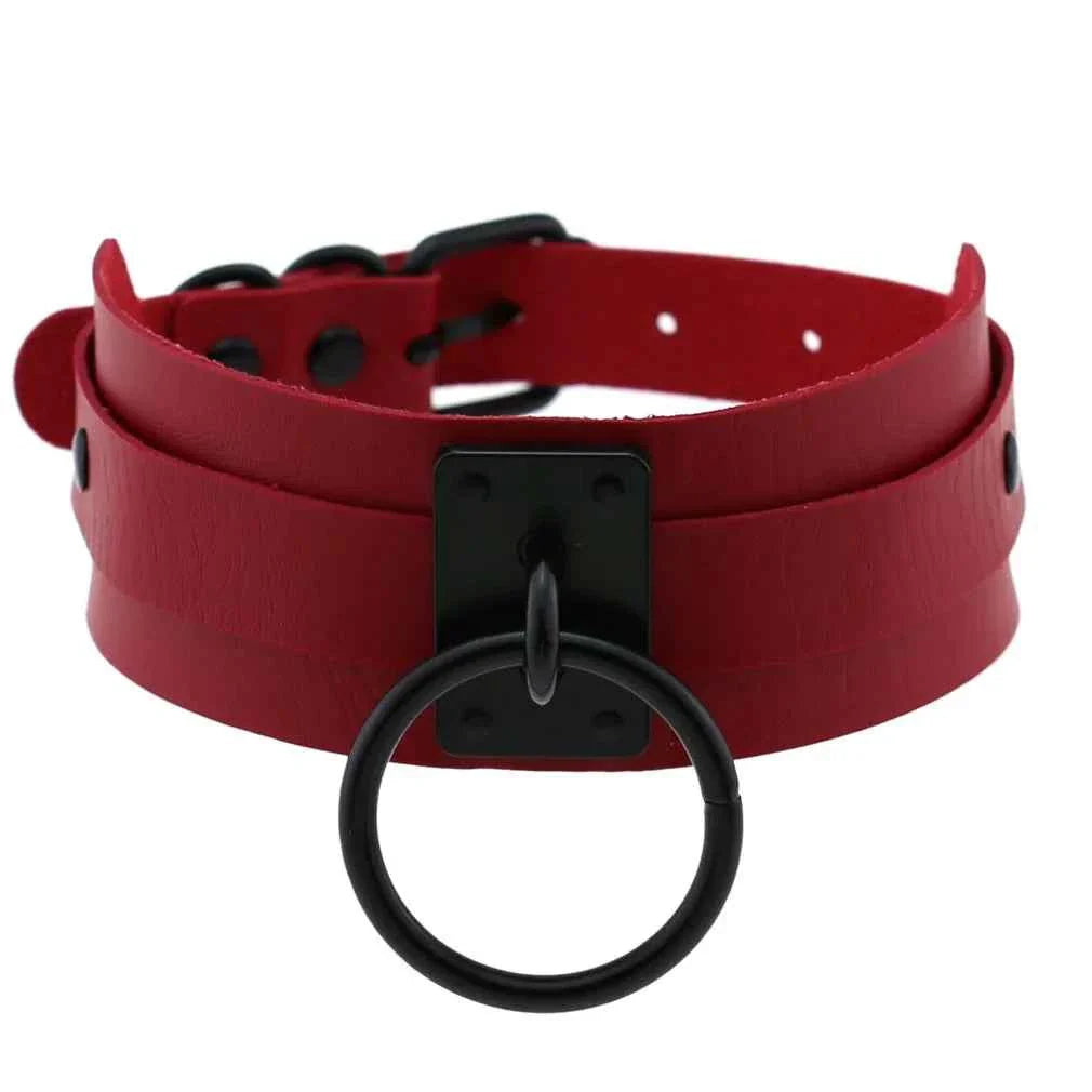 Metal Leather Choker Collar Goth Fashion Accessories