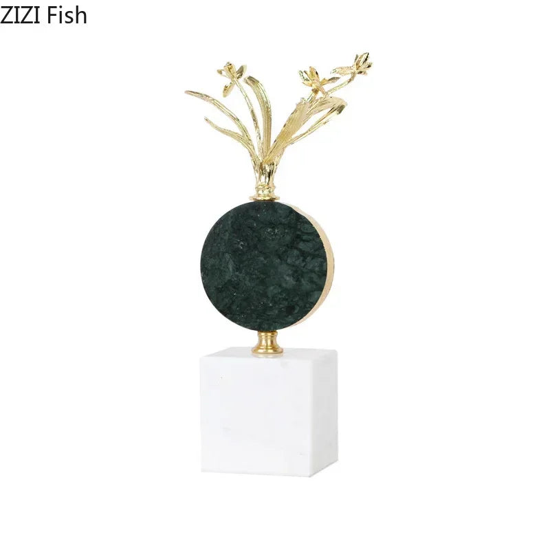 DecorBites™ Gold-plated Flower Crystal Sculpture Desk Decoration Modern Crafts Room Decor