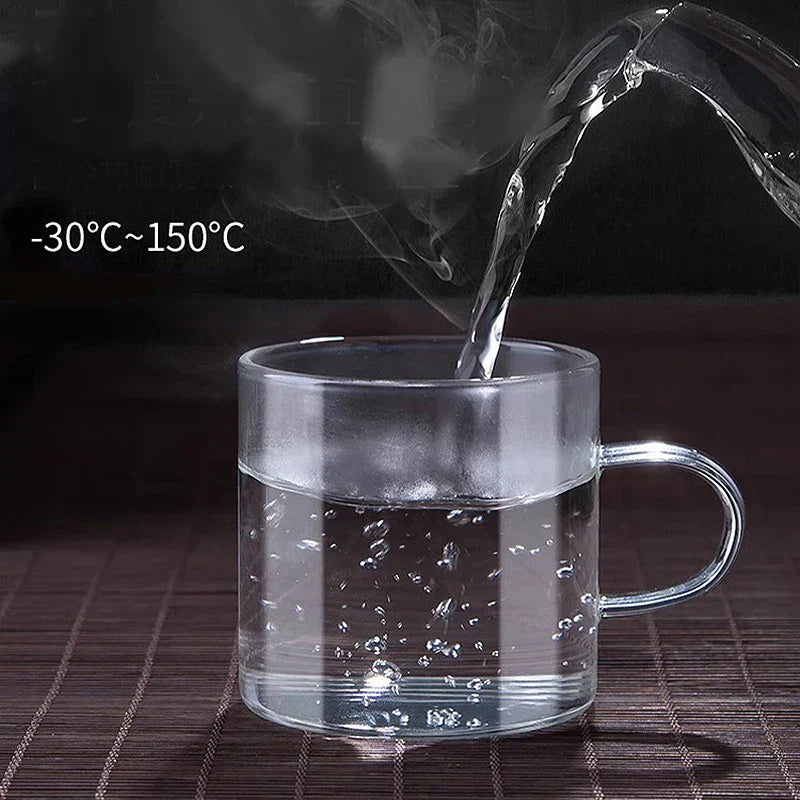 Modern silver glass handle coffee cup set dining room glassware