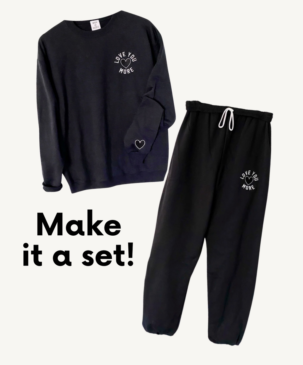LOVE U MORE ♡ adult embroidered sweatpants