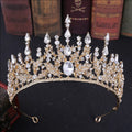 Spiky Gold Crystal Tiara – Gothic Goddess Queen Crown & Bridal Wedding Headdress
